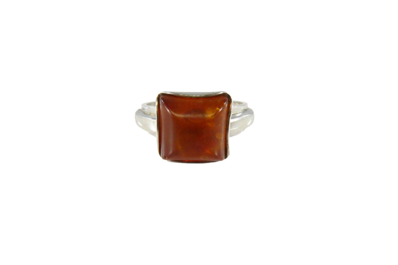 Vintage Sugar Loaf Style Square Amber Ring Art Deco Style Sz 7.25