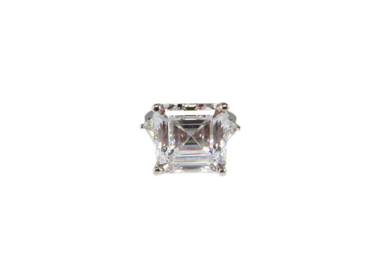 Barbara Sinatra Style Asscher Cut Square Engagement Ring White Metal Size 7.5