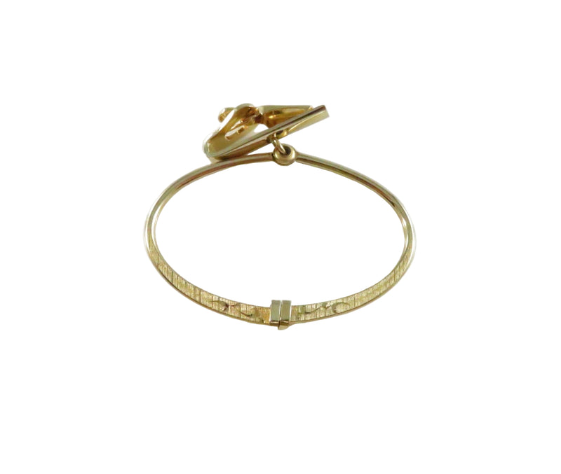 Vintage Swank Adjustable Tie Ring Clip Holder Textured Gold Tone - Approx. 2"