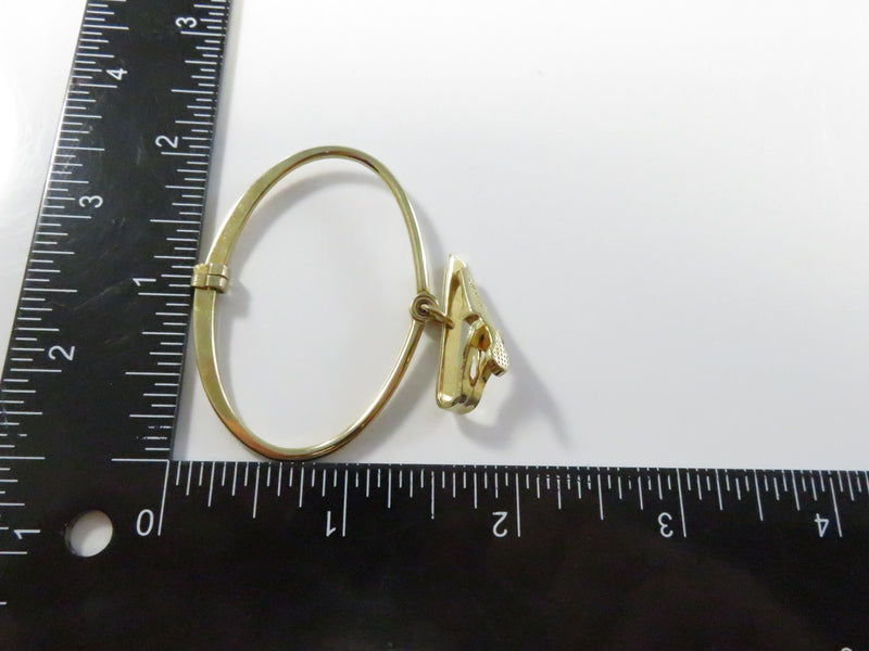 Vintage Swank Adjustable Tie Ring Clip Holder Textured Gold Tone - Approx. 2"