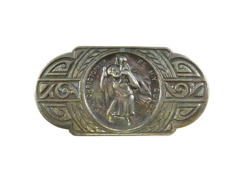 St. Christopher Sterling Silver Visor Clip HMH Religious – For Repurpose or Restoration — Sterling Silver, Silver — front vie
