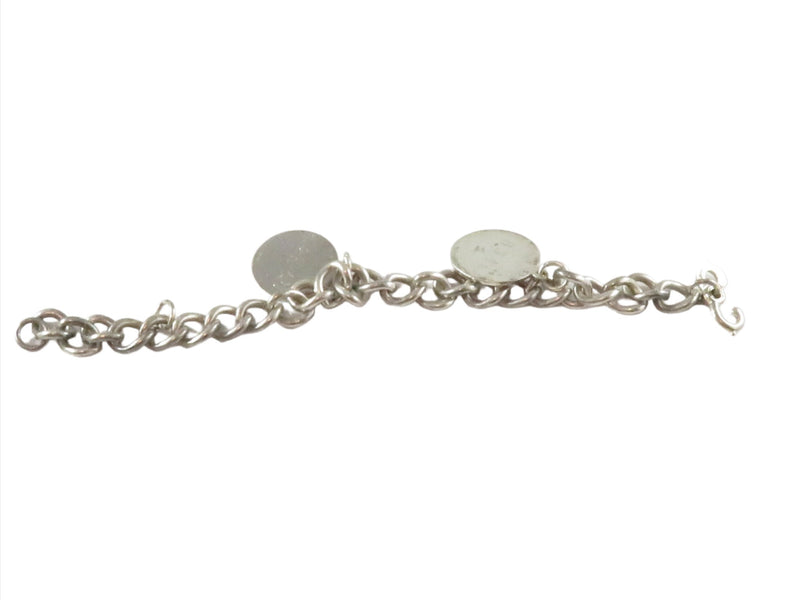 c1950’s Unisex Sterling Heavy Curb Link 7" Charm Bracelet 30.8 Grams