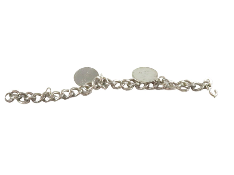 c1950’s Unisex Sterling Heavy Curb Link 7" Charm Bracelet 30.8 Grams — Jewelry & Watches:Vintage & Antique Jewelry:Fine:Retro
