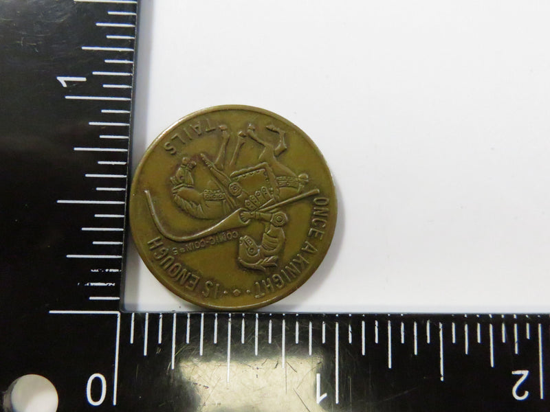 Vintage Brass Comic Coin Token "Once a King Always a King / Once a Knight Is Enough" - 1"