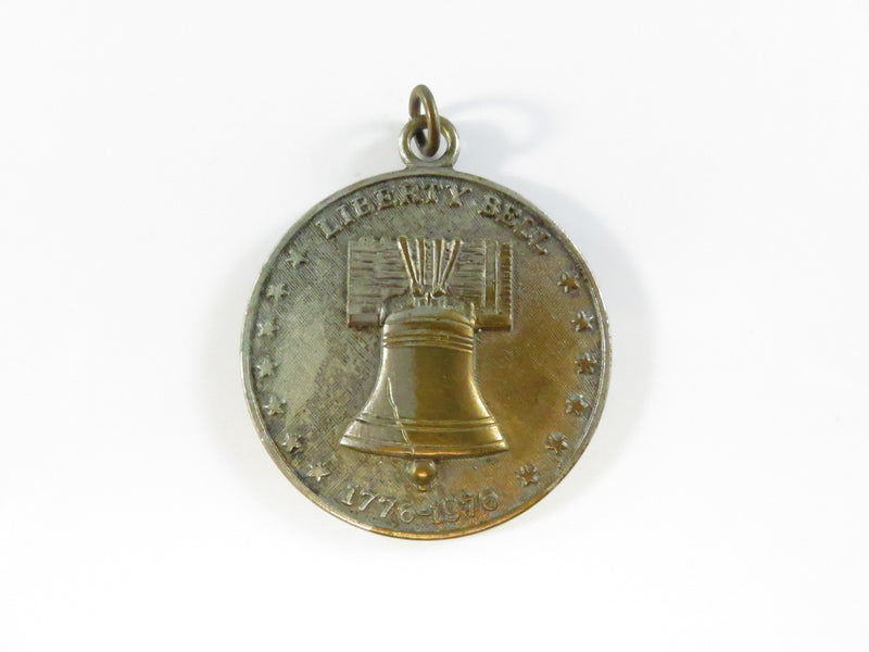 1976 Bicentennial Liberty Bell Keychain Fob - Plated Brass - 1 1/2"