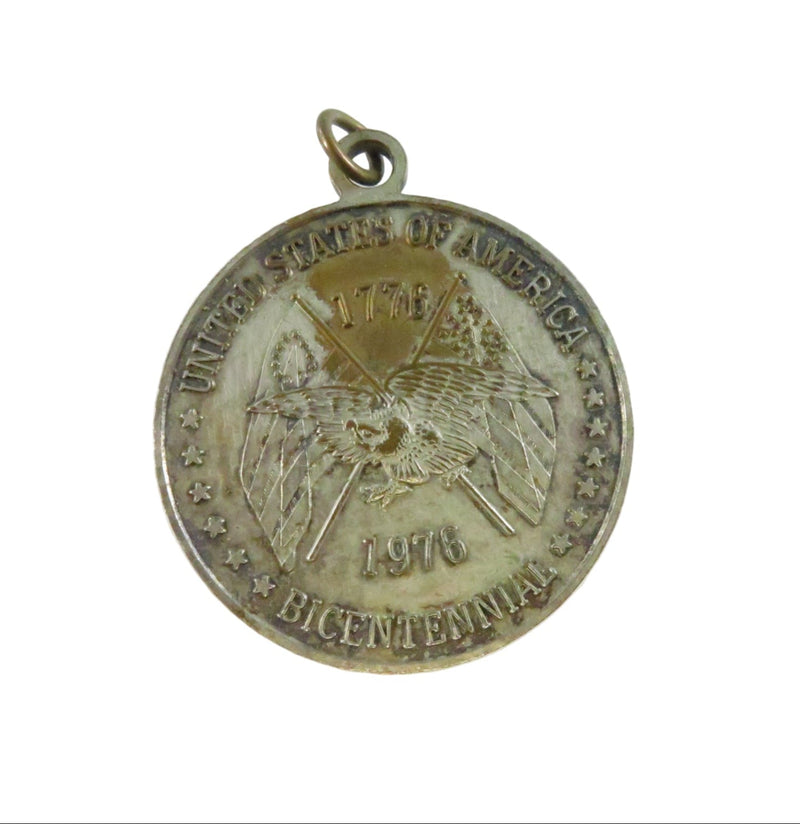 1976 Bicentennial Liberty Bell Keychain Fob - Plated Brass - 1 1/2" — front view