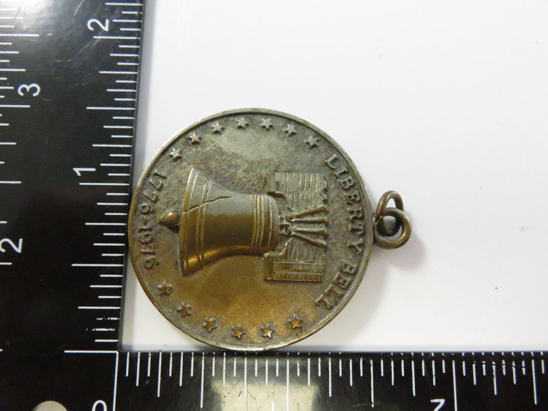 1976 Bicentennial Liberty Bell Keychain Fob - Plated Brass - 1 1/2"