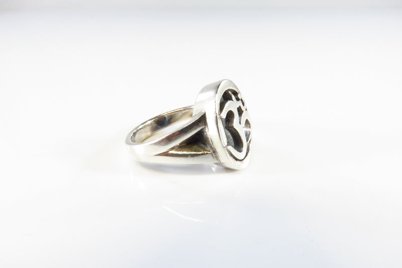 Sterling OM Ring 925 OHM ring, Silver AUM Meditation Connection Ring Size 7