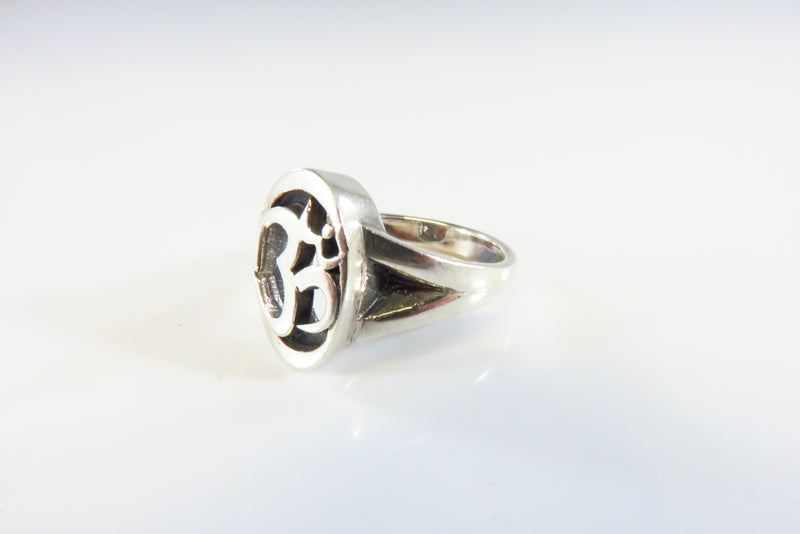 Sterling OM Ring 925 OHM ring, Silver AUM Meditation Connection Ring Size 7