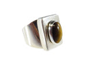 Tigers Eye Solitaire Modernist Statement Ring Vintage Sterling Silver Sz 7 1/2 — Jewelry & Watches:Fine Jewelry:Fine Rings:Pr