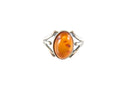 Oval Orange Amber Split Shank Sterling Silver Ring Size 7.25 — Jewelry & Watches:Fine Jewelry:Fine Rings:Precious Metal witho