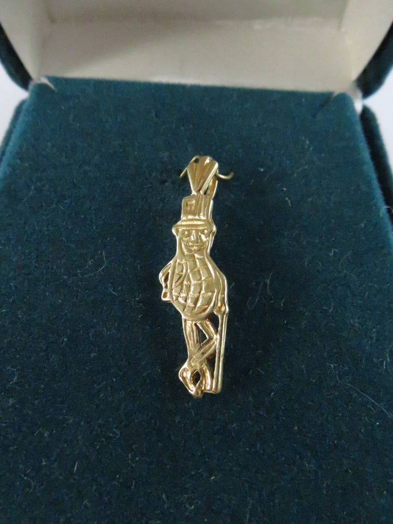 Mr. Peanut 14K Solid Gold Pendant Planters Mascot with Box – 1 3/16", 1.3g