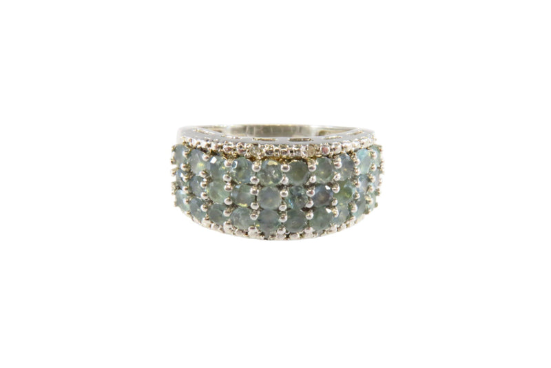 Teal Sapphire Gemstone Cocktail Ring with Diamond Accents