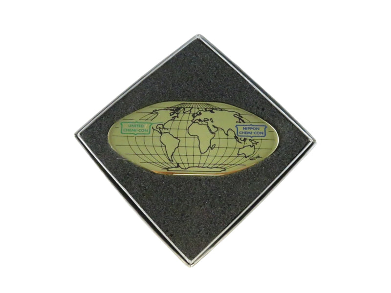 Vintage Nippon & United Chemi-Con Globe Enamel Paperweight USA c1990 — Gold, Enamel — front view