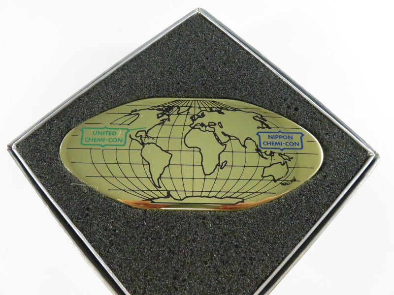 Vintage Nippon & United Chemi-Con Globe Enamel Paperweight USA c1990