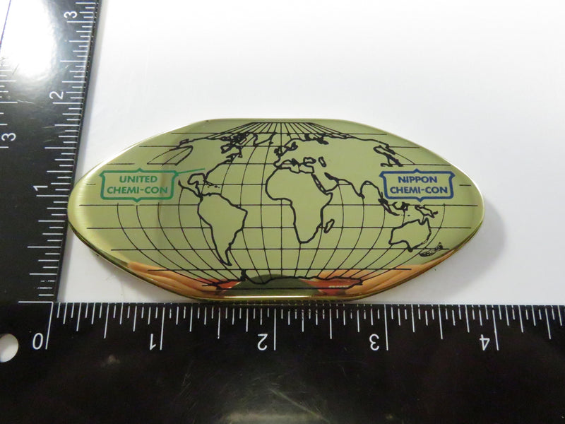 Vintage Nippon & United Chemi-Con Globe Enamel Paperweight USA c1990