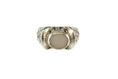 Polished Shell & Marcasite Accented Sterling Silver Fashion Band Ring Size 6.75 — Sterling Silver, Silver — front view