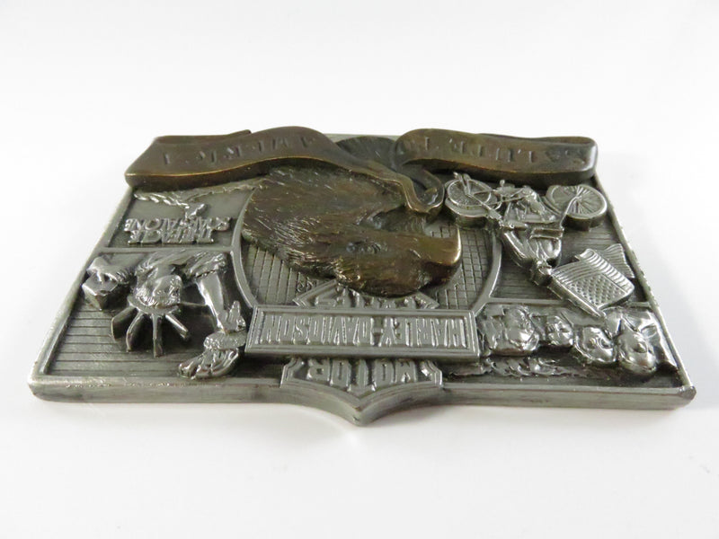 Harley Davidson Motor Cycles Salute To America Pewter & Copper Plaque