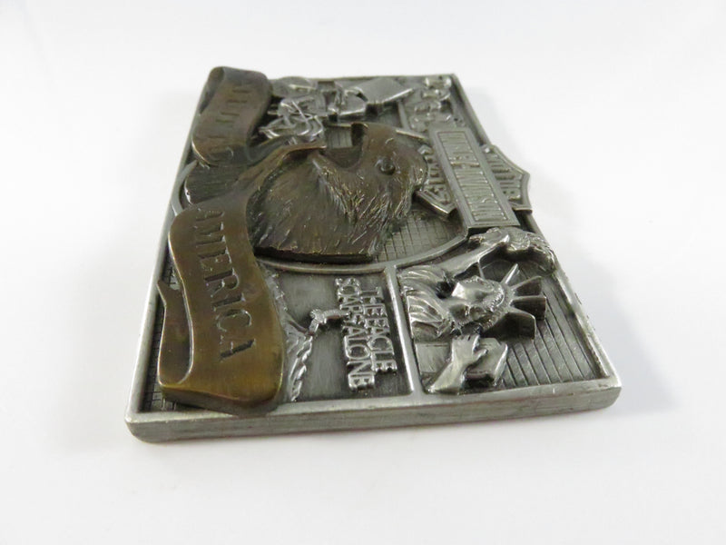 Harley Davidson Motor Cycles Salute To America Pewter & Copper Plaque