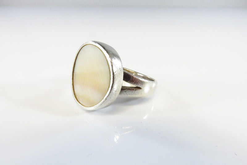 18mm Round Solitaire White Stone Sterling Silver Solitaire Ring Size 7.25