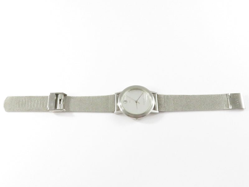 Men's Skagen Denmark Time Date 16LSS Stainless Band 34mm Case Quartz Watch