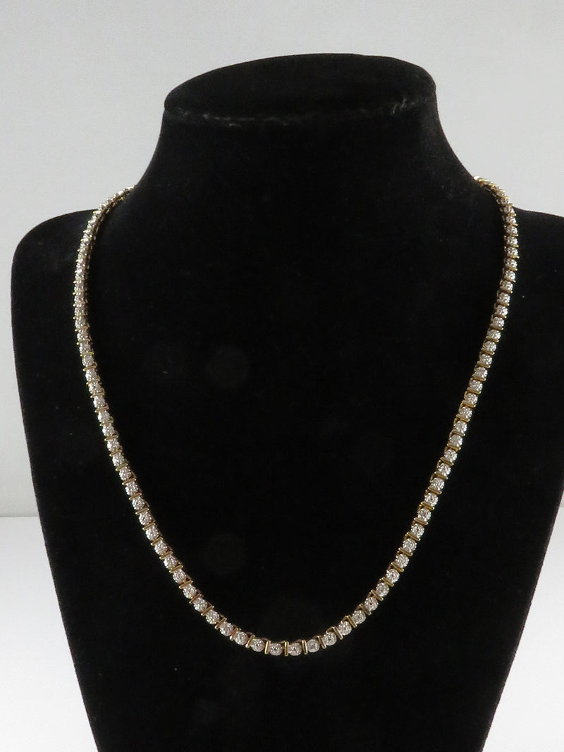 18" TL Sterling Silver Box Link Gilded Gold & Faux Diamond Necklace