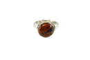 Round Red Obsidian Solitaire in Wide Band Sterling Silver Ring Setting Size 7.25 — Sterling Silver, Silver — front view
