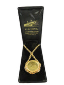 Vintage U.S. Mint Eisenhower Dollar Necklace - 14KT HGE Chain & Pendant — Gold — front view