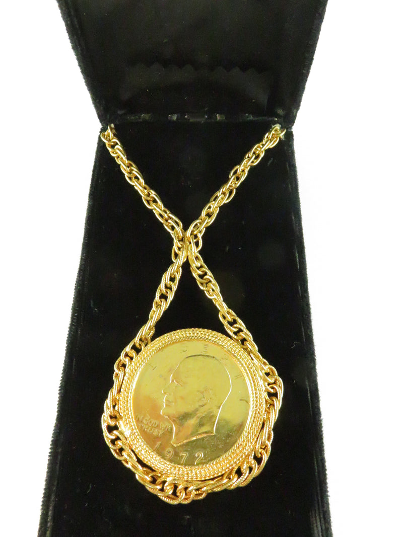 Vintage U.S. Mint Eisenhower Dollar Necklace - 14KT HGE Chain & Pendant