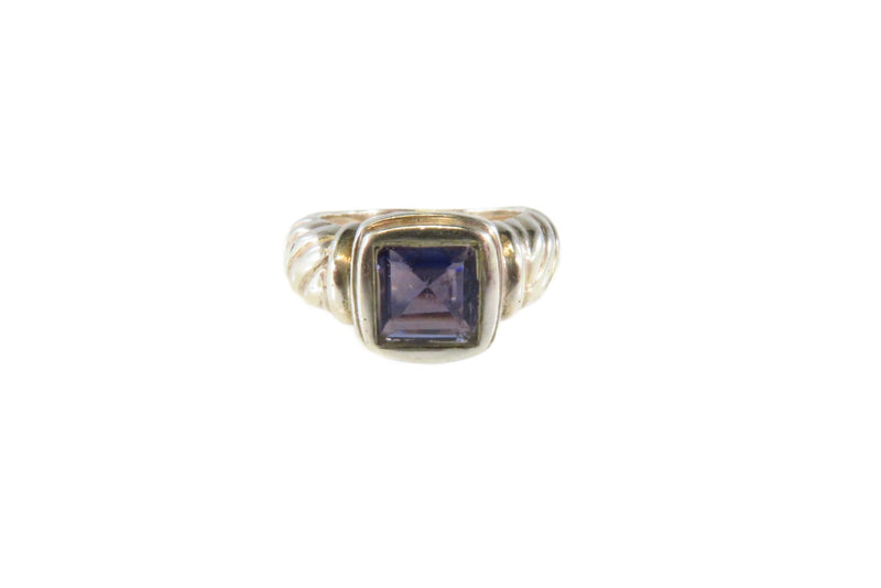 Sterling Silver Purple Glass Noblesse Cable Ring