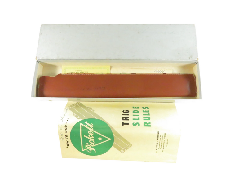 Slide rule with a white box on a white background