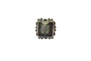 Unusual Briolette Square Cut Gray Glass Southwestern Sterling Ring Size 7 — Sterling Silver, Silver — front view