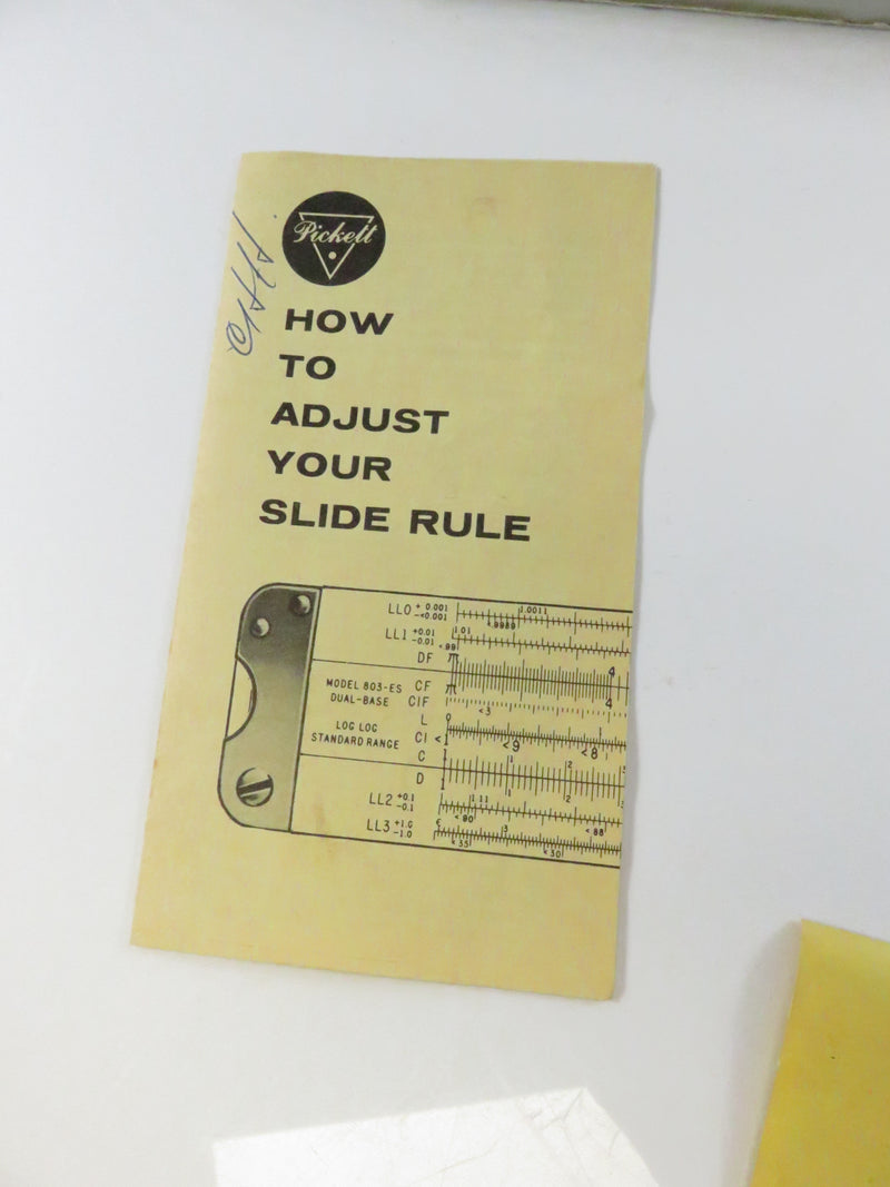 c1955 Pickett 901-T 10" Simplex Slide Rule with Box, Leather Sleeve & Manuals