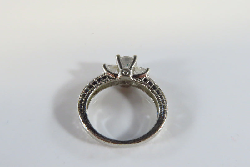 Past Present & Future Sterling Round Cut CZ Ring With Accents Ring Size 5 1/2
