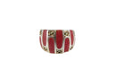 Marcasite and Inlaid Dyed Red Resin Sterling Silver Band Ring Size 6.5 — Sterling Silver, Silver — front view