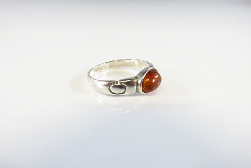 Petite Orange Amber Band Ring Sterling Stackable Ring Style Setting  Sz 6.5