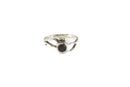 Vintage Petite Round Onyx Solitaire Ball Accented Sterling Silver Ring Size 7.25 — Sterling Silver, Silver — front view