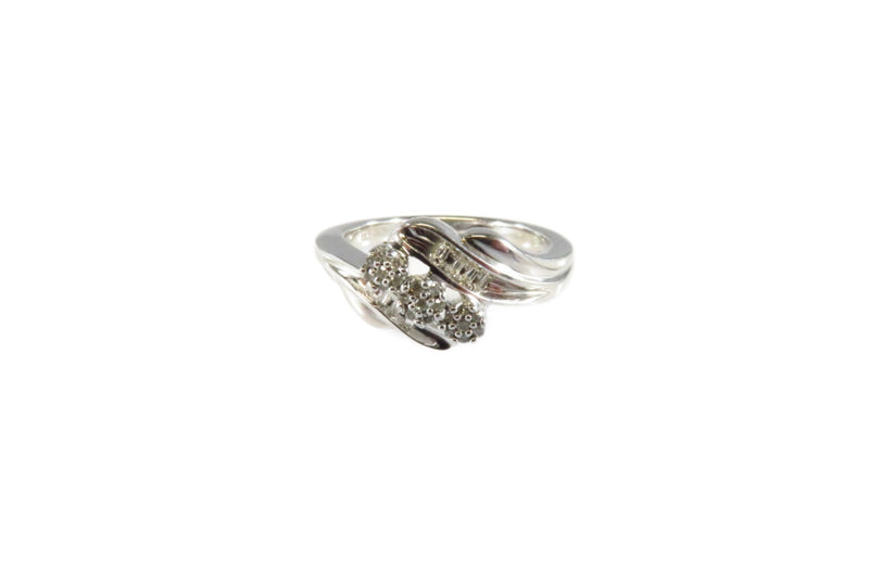 Diamond Cluster Channel Set Diamond Accented Sterling Bypass Ring Size 6.5