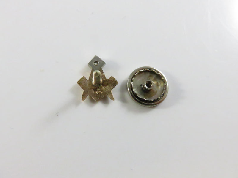 10K Yellow and White Gold Masonic Lapel and Pinback Screw-Back with Diamond Accent - approx. 10.6mm