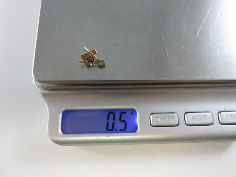10K Yellow and White Gold Masonic Lapel and Pinback Screw-Back with Diamond Accent - approx. 10.6mm