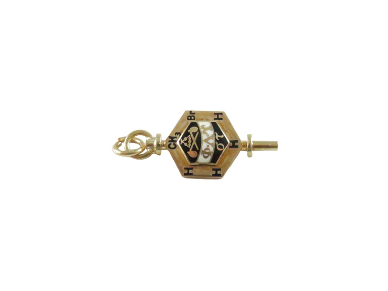 10K Gold 1949 Phi Lambda Upsilon Chemistry Honor Society Key Charm - Univ. of Cincinnati - 1 1/8"