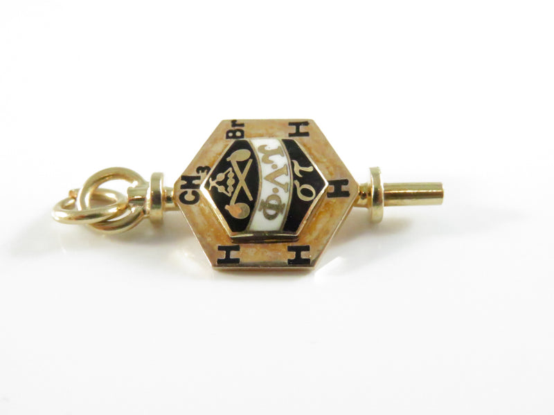 10K Gold 1949 Phi Lambda Upsilon Chemistry Honor Society Key Charm - Univ. of Cincinnati - 1 1/8"