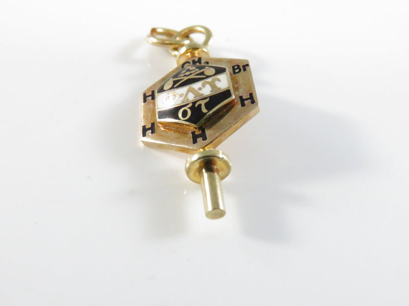 10K Gold 1949 Phi Lambda Upsilon Chemistry Honor Society Key Charm - Univ. of Cincinnati - 1 1/8"