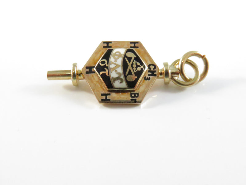 10K Gold 1949 Phi Lambda Upsilon Chemistry Honor Society Key Charm - Univ. of Cincinnati - 1 1/8"