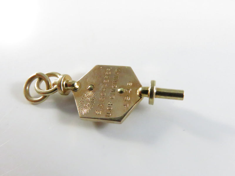 10K Gold 1949 Phi Lambda Upsilon Chemistry Honor Society Key Charm - Univ. of Cincinnati - 1 1/8"