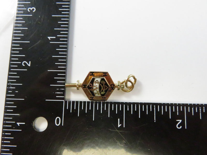 10K Gold 1949 Phi Lambda Upsilon Chemistry Honor Society Key Charm - Univ. of Cincinnati - 1 1/8"