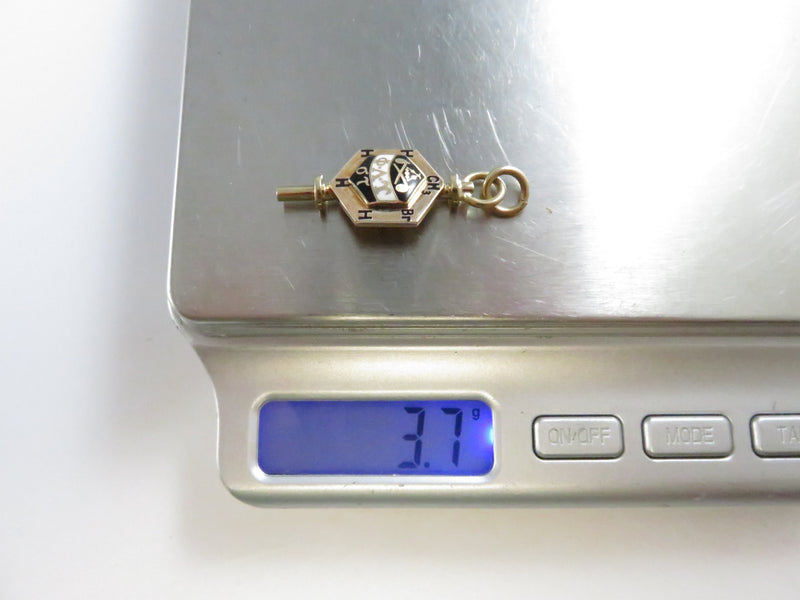 10K Gold 1949 Phi Lambda Upsilon Chemistry Honor Society Key Charm - Univ. of Cincinnati - 1 1/8"