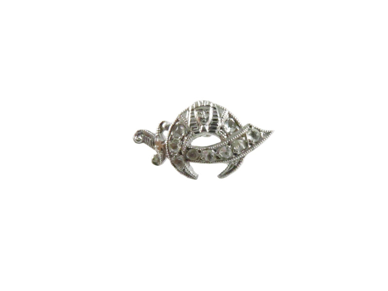 85% Palladium Shriners Scimitar & Crescent Lapel and Pinback with Rose & Table Cut Diamonds - 15.55mm