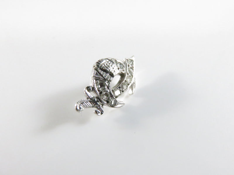 85% Palladium Shriners Scimitar & Crescent Lapel and Pinback with Rose & Table Cut Diamonds - 15.55mm