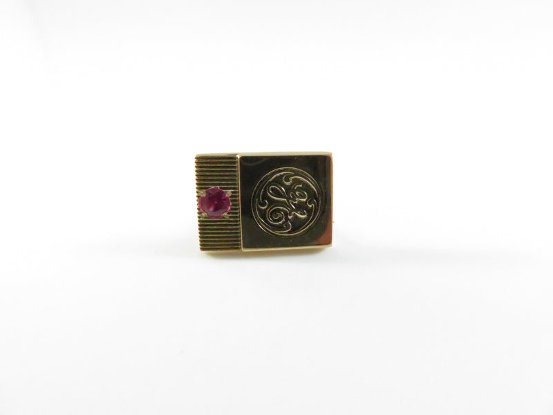 10K Gold General Electric GE Service Award Pin with Ruby – Tie Tack Style - 1 1/8"